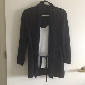 Zara Navy Belted Sweater